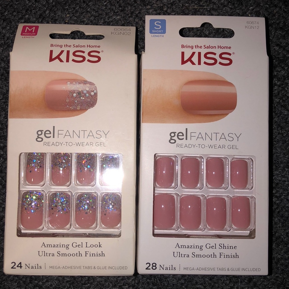 Adhesive tabs and glue on nails